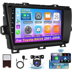 [8 Core 4+64G] Car Radio for Toyota Prius 2010-2015 - Wireless Carplay and Android Auto - 9 Inch 1280 * 720 IPS Touchscreen Android 13 Stereo - DSP 32EQ / GPS/WiFi/Canbus + AHD Backup Camera