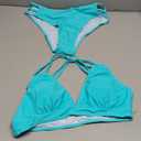 Tainehs Women's Push Up V Neck Bikini Sets Criss Cross Back Two Piece Bathing Suit (Lake Green), S
