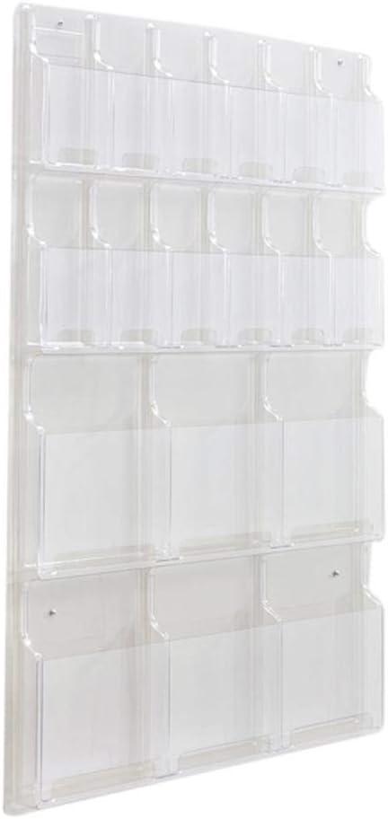 Safco Reveal Literature Rack, 12 Pamphlet and 6 Magazine Holder, Wall-Mounted Brochure Organizer, Acrylic, Clear