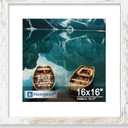 Hongkee 16x16 Frame, 16 x 16 Distressed White Wood Style, 12x12 Mat, 1 Pack, 16x16 in