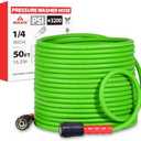 YAMATIC Pressure Washer Hose 50FT - 1/4 3200PSI - Super Flexible, Kink-Resistant, No Leak M22 Brass Thread for Electric & Gas Pressure Washers, Green