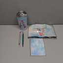 Personalized Gifts Monogrammed Birthday Gifts for Women, Coworker Bride Appreciation Christmas Initial 20 oz Tumbler, Makeup Bag Cup Ballpoint Pens Journal Notebook 6 Set, (Aesthetic Blue Flower A)