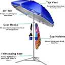 Wondershade Ultimate Portable Sun Shade Umbrella Lightweight Adjustable Outdoor Patio & Beach Umbrella with Tripod Base (Blue), 5ft Wide