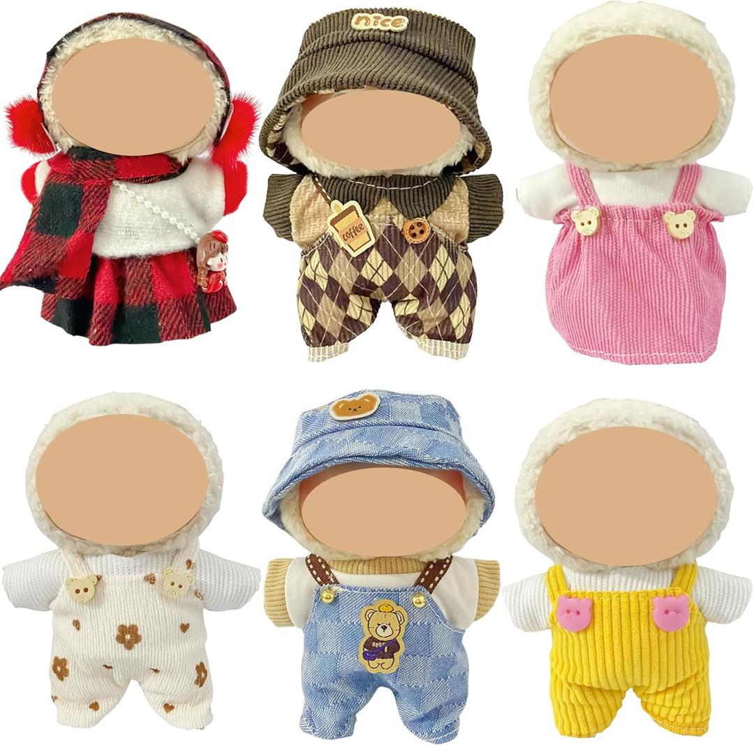 Doll Clothes Compatible with Labubu Dolls, 6 Pack Doll Outfits for 17cm Doll, Perfect for Play and Display, Accessories for Doll's Collectors, (No Dolls) (Set 8)