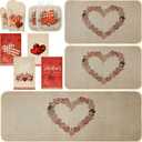 11 Pcs Valentine's Day Kitchen Decor and Accessories Set 3 Kitchen Mats 4 Love Heart Resistant Oven Mitts 4 Dish Towels,17x29&17x47 Inch Non Slip Rugs Valentine Decorations for Home