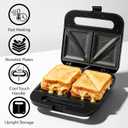 OVENTE Electric Sandwich Maker with Non-Stick Plates, Indicator Lights, Cool Touch Handle, Easy to Clean and Store, Perfect for Cooking Breakfast, Grilled Cheese, Tuna Melts and Snacks, Black GPS401B