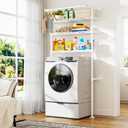 ULIFHOME U17 Wall-Mounted Over The Washer Dryer Shelves Without Moving Machines, Laundry Room Rack with Adjustable Shelves and Hanger Rod, 35" W x 22" D x 86.2" H, Holds 352 lbs, White