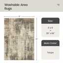 Valenrug 9x12 Area Rug, Abstract Large Washable Rugs for Living Room Taupe