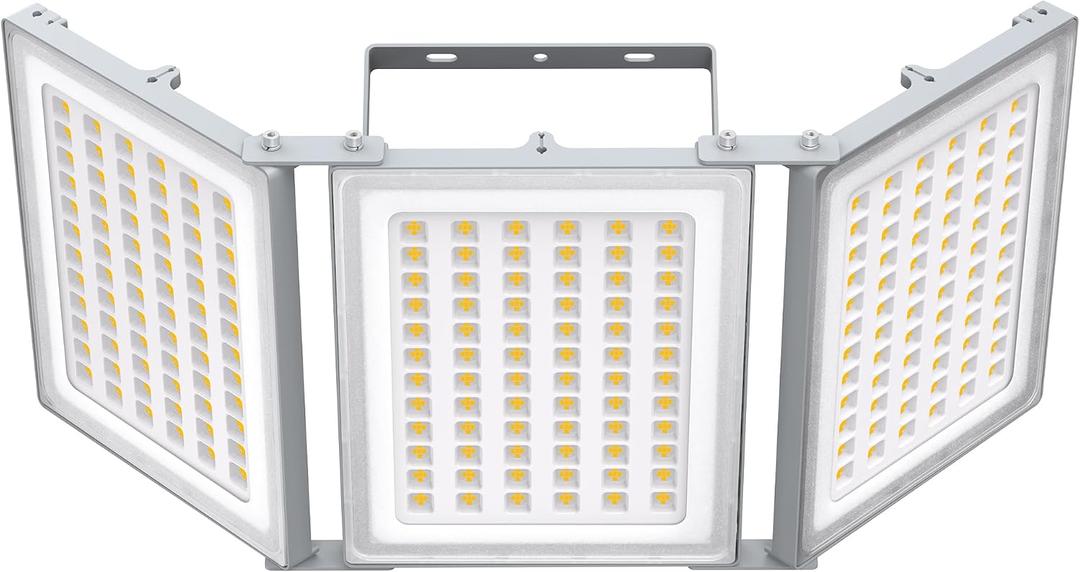 SOLLA 900W LED Outdoor Flood Light, 90000LM Super Bright Stadium Light, 6000K Daylight White, IP66 Waterproof 3 Heads Adjustable Outdoor Floodlights for Backyard, Parking Lot, Court, Field, 900 Watt