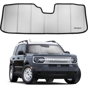 Custom Fit 2021-2025 Bronco Windshield Sun Shade for Ford Bronco 2021 2022 2023 2024 2025 - Upgraded 6-Layer Triple Laminate Core Front Window Shade - Accordion Folding Design with Storage Bag