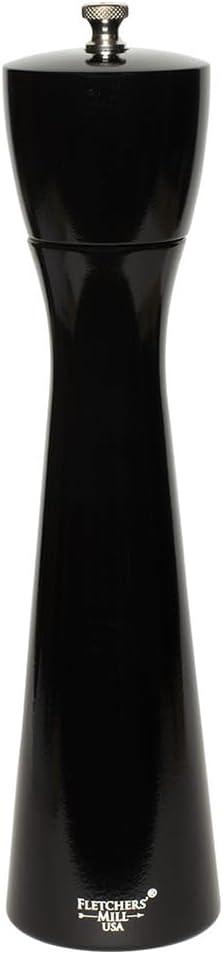Fletchers' Mill Tronco Salt Mill, Black - 10 Inch, Adjustable Coarseness Fine to Coarse, MADE IN U.S.A.