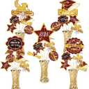 Graduation Party Decorations Maroon Gold 2025/Burgundy Gold Graduation Table Decorations Maroon Table Centerpieces-24Pcs Burgundy Gold Black Graduation Sticks Class of 2025 Table Topper