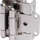 Decobasics 10 Pack 1/2" Overlay Brushed Nickel Cabinet Hinges for Cabinet Doors (5 Pairs)  Self-Closing Semi-Wrap Face Frame Hinges for Cupboard & Kitchen Doors w/Screws & Quiet Bumpers