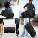 Large-Capacity Foldable Travel Bag, Single-Shoulder Hand-Held Wheeled Bag, Lightweight Travel Luggage Bag, Portable Luggage Bag Storage Bag for Business Trips (Black)