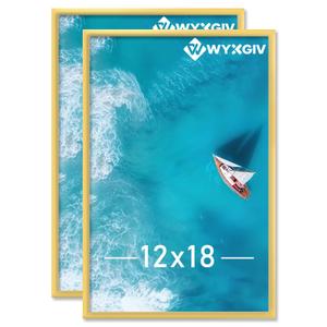 Wyxgiv Gold 12x18 Picture Frame Set of 2 Slide-In Strips Wall Hanging Frame
