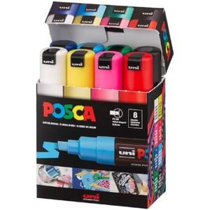 Posca Mitsubishi Pencil PC8K8C Broad Point, 8 Colors