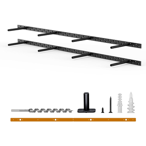 2pcs Floating Shelf Bracket Heavy Duty Floating Mantel Bracket Black Metal Decorative Floating Shelf Hardware Hidden Shelving Mounting Brackets (43″X6″X1″)