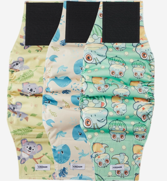 Washable Male Dog Diapers Reusable, Premium Dog Belly Bands for Male Dogs Medium, Pack of 3, High Absorbing Male Dog Pee Wraps for Doggie in Incontinence or Excitable Urination and Training(M)