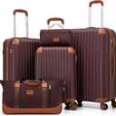 Luggage Sets 5 Piece Suitcases with Wheels, Suitcase Set ABS Hard Case Luggage with TSA Lock Spinner Wheels Durable Travel Luggage (Burgundy)