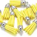 MSCFTFB 100 Pieces 1.5inch Mini Tassels Faux Suede Mala Tassel Kit for Earring Necklace Jewelry Making Garland Keychain Dreamcatcher Charms DIY Crafts (Yellow)