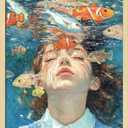 Girl Room Wall Art Prints The Girl In The Sea And Fish Poster Canvas Art Wall Decor Picture For Bedroom Office Dorm Bathroom Wall Decor Aesthetic Home Artwork 12"  16" With Framed (MK04.)