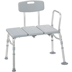 Drive Medical Tub Transfer Bench for Bathtub - Safer, Independent Bathing Aid - Height Adjustable Bench - Sturdy Aluminum Construction - Comfortable Backrest Support - 350 Lb Capacity