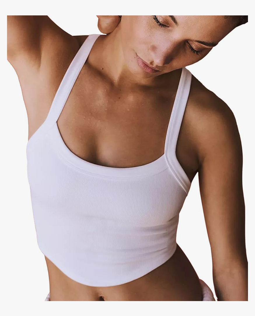 Tank Tops for Women Scoop Neck Crop Tops Athletic Workout Tops Cute Seamless Cami Ribbed Tank Tops XS- S