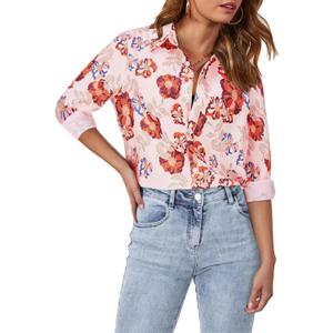 siliteelon Blouses for Women Long Sleeve Button Down Shirts Printed Wrinkle-Free Dressy Casual Blouse Spring Fall Trendy (L)