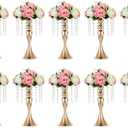 NUPTIO 10 Pcs Versatile Metal Flower Arrangement Stand, 13.8in/35cm Height Elegant Wedding Centerpieces Flower Vase, Crystal Flower Stand for Wedding Party Dinner Event Restaurant Hotel Decoration