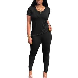 chicyes Workout Sets For Women Summer Casual 2 Piece Outfits Short Sleeve Tops Long Pants Lounge Matching Tracksuist Clothes Size XL