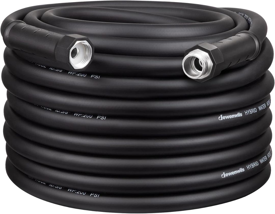 DEWENWILS Garden Hose 75 ft x 5/8", Water Hose with Swivel Handle, Heavy Duty, Lightweight, Flexible Hose for Plants, Car, Yard, 3/4 Inch Solid Fittings, Drinking Water Safe (Black)