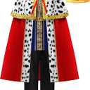 ReliBeauty Kids King Costume for Boys Girls with Robe (10/140, Red With Crown)