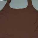 REORIA Womens Sexy Square Neck Double Lined Seamless Sleeveless Cropped Tank Yoga Crop Basic Tops, Size XL (Coffee)