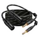 XLR to 1/4 inch(6.35mm), XLR Male to 1/4 Male 15ft 2packs, TRS to XLR Cable, Quarter Inch to XLR Microphone Cable Nylon Braided