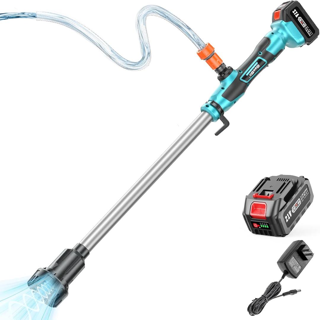 Seesii Cordless Stick Water Transfer Pump, with 4000mAh 21V Battery & Charger, 720GPH, 32FT Head, Handheld Portable Utility Sump Pump Kit with 3/4" Outlet for Pool/Garden/Pond/RV/Boat Draining (Light Blue)