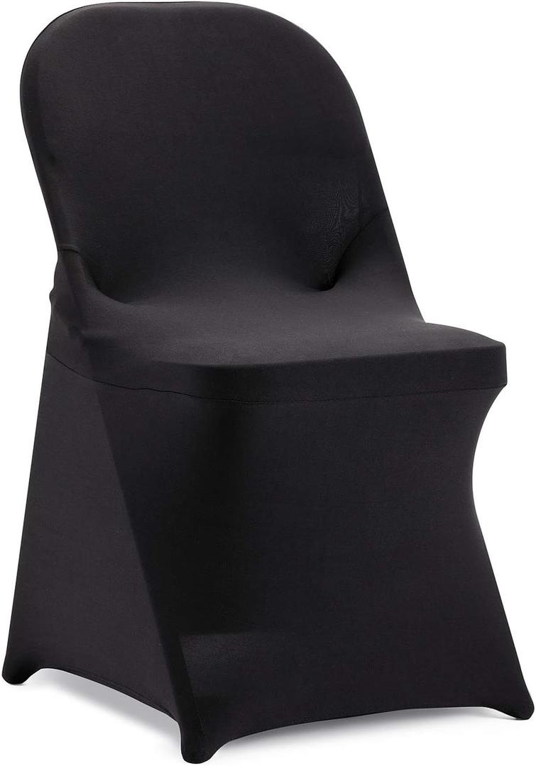 Peomeise Stretch Spandex Folding Chair Cover for Wedding Party Dining Banquet Event (Black,19 pcs)