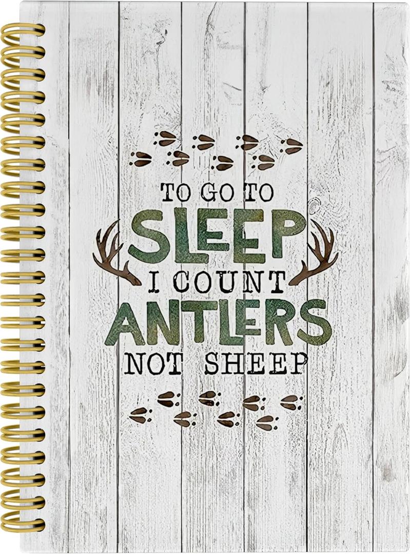 Knibeo Hunting Notebook Journal - To Go to Sleep I Count Antlers Not Sheep, Gifts for Hunting Lovers, Hunter Gifts, Deer Lover Gifts, 5.58.3 Lined Paper Spiral Bound Notebook with 164 Pages