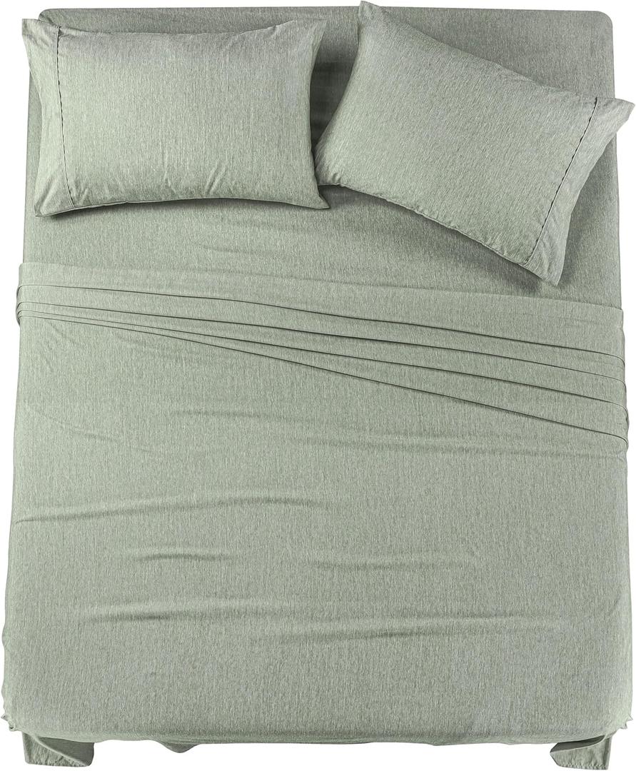 Utopia Bedding Queen Sheet Set  4 Piece Bed Sheets for Queen Size Bed, Soft and Breathable Microfiber, Includes 1 Fitted Sheet, 1 Flat Sheet and 2 Pillowcases (Heather Sage)