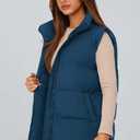 PRETTYGARDEN Women's Puffer Jacket Vests 2026 Fall Casual Sleeveless Stand Collar Zip Up Coats Warm Winter Outerwear (Dark Blue,Large) (Blue)