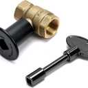 Skyflame 3/4 Inch Straight Gas Key Valve Kit for Fire Pit Fireplace with Flat Black Flange, and 3 Inches Universal Key