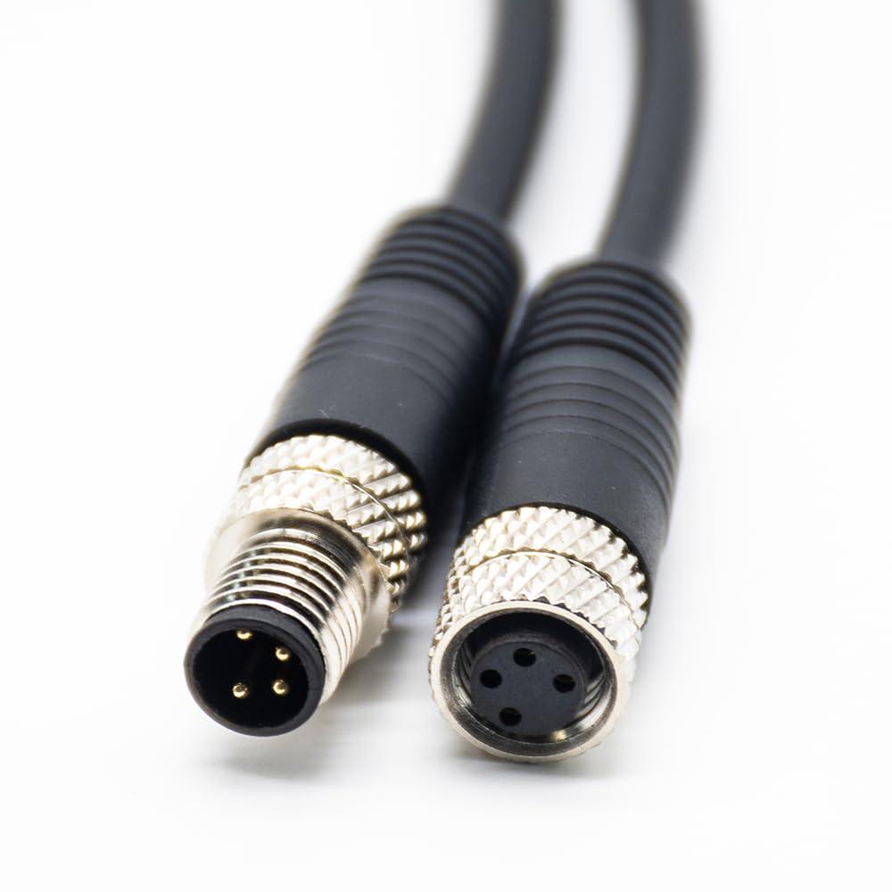 M8 4 Pin Serial Cable Connector Female to Male Plug 180 Degree Straight Molding Waterproof IP67 Aviation Socket Connector Double Ended Unshielded Electrical Cable Sensor 24AWG (A Code 1M/3.3ft Cable)