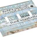 Decorative Switch Plate Covers Beach Rules Starfish Rustic Blue Grey Wood Board 3 Gang Wall Plate Light Switch Cover Plate Triple Toggle Jumbo Electrical Faceplate for Cabin Farmhouse Decor