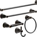 Franklin Brass Kinla 5-Piece Bathroom Set Oil-Rubbed Bronze 18', 24' Towel Bar Racks, Toilet Paper Holder, Ring, Hook KIN5PC-ORB