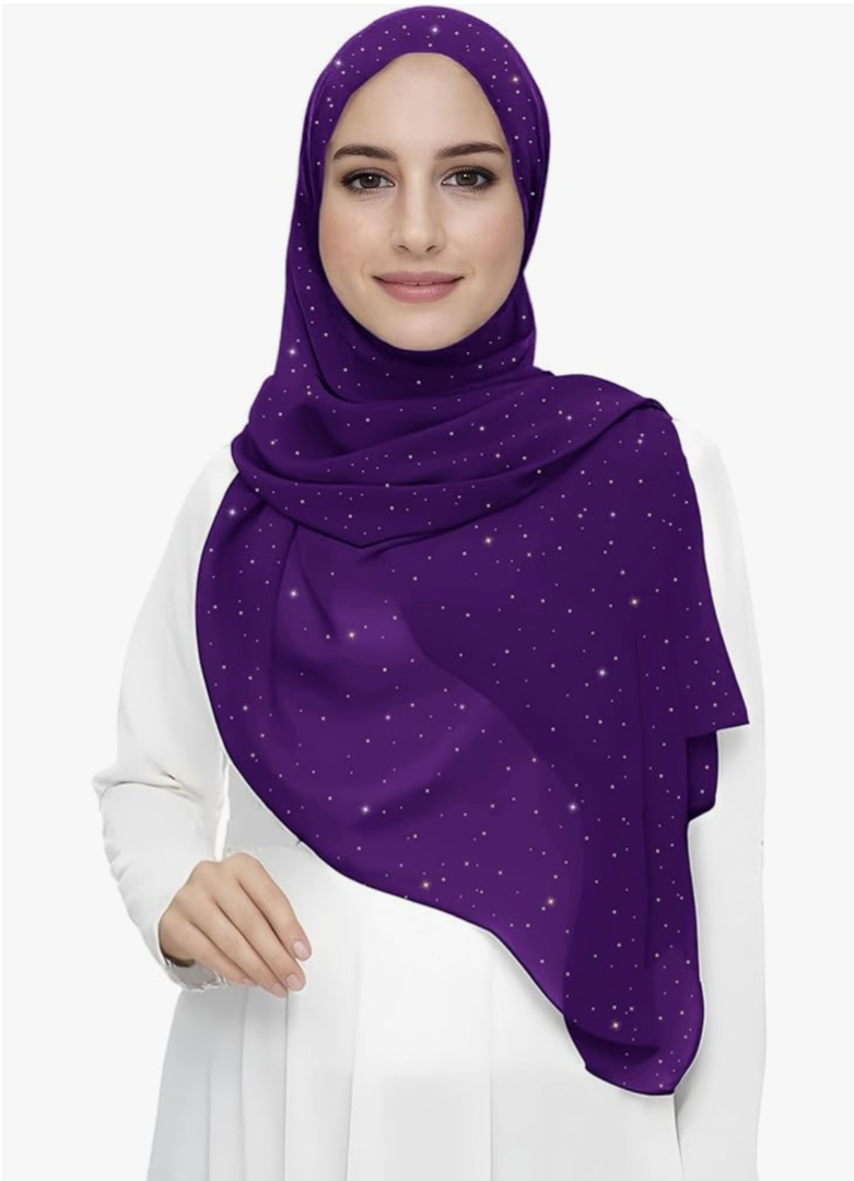 Sparkle Shimmer Gold Glitter Women's Chiffon Hijab Head Scarf Shawl Wrap Lightweight