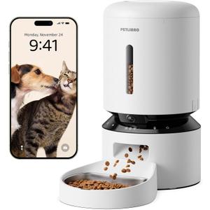 PETLIBRO Automatic Cat Feeder with Camera, 1080P HD Video with Night Vision, 5G WiFi Pet Feeder with 2-Way Audio, Low Food & Blockage Sensor, Motion & Sound Alerts for Cat & Dog Single Tray (White)