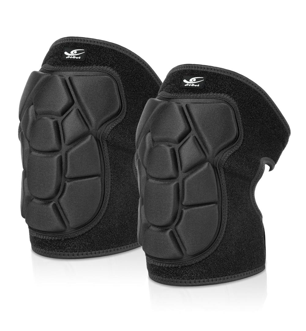 HiRui Flexible Knee Pads for Wrestling with Thick EVA Foam Padding | Anti-Slip Adjustable Collision Avoidance Knee Brace for Men Women Kids Dancers Volleyball Basketball Gardening (Black, X-Large)