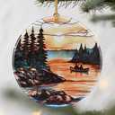 Canoe Lake Sunset Ornaments, Christmas Ornaments: Christmas Tree Decorations, Holiday Decor, Stocking Stuffers, Gift Ideas, Xmas Gift, Nature Lover Gifts & Gifts for Outdoor and Camping Lover
