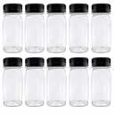 MYYZMY 10 Pcs 4 Ounce Plastic Juice Bottles, Reusable Bulk Beverage Containers for Juice, Milk and Other Beverages, Black lid