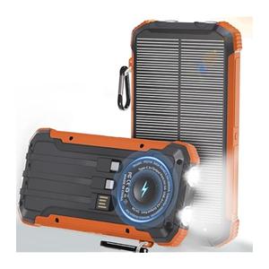 Power Bank Portable Solar Charger, Wireless Fast Charging Battery Pack, 20000mAh Capacity USB-C Input, 6 Outputs, Dual LED Flashlight, USB Battery Pack for Cell Phone Camping Travel Emergency 