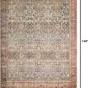 Loloi Layla Collection LAY-04 Ocean/Rust 9'-0" x 12'-0" .13" Thick Area Rug, Soft, Durable, Vintage Inspired, Distressed, Low Pile, Non-Shedding, Easy Clean, Printed, Living Room Rug